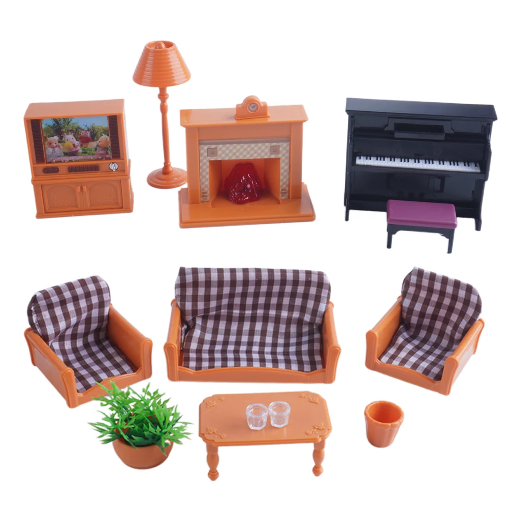 SENGTONGLE-T02 Zestaw Mebli do Salonu Domku dla Lalek Miniaturowa Sofa TV Zabawa w Udawanie Akcesoria do Domku dla Lalek dla Chłopca Dziewczynki Prezenty