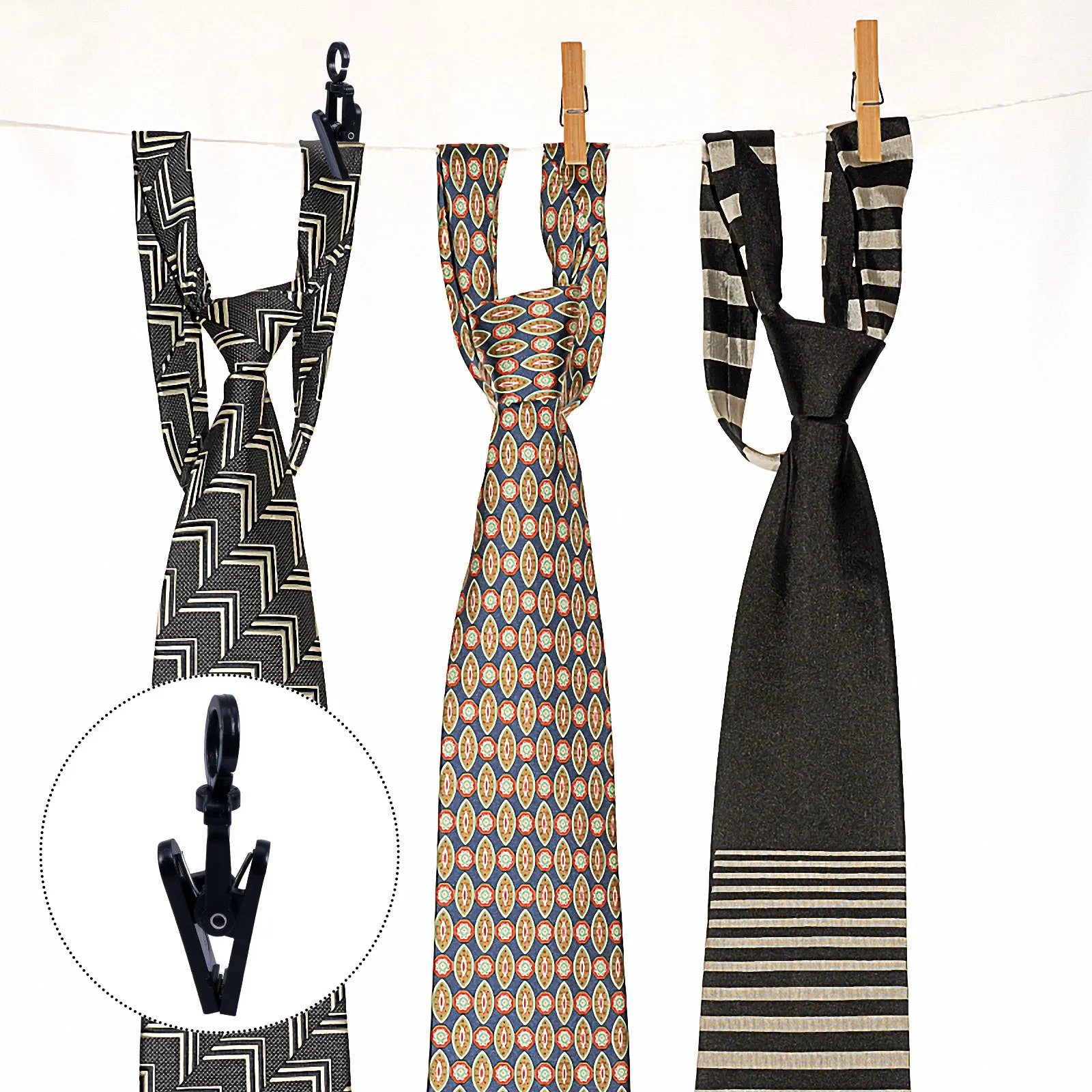 

50pcs Clever Swivel Clips Black Plastic Hooks 360 Degree Rotatable Multi Purpose Home Office Garden Garage Workshop Use