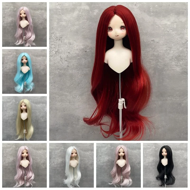 1/6 1/4 1/3 BJD Wig Accessories Soft silk Long Curl Hair White/ Red Wig for 30cm Doll