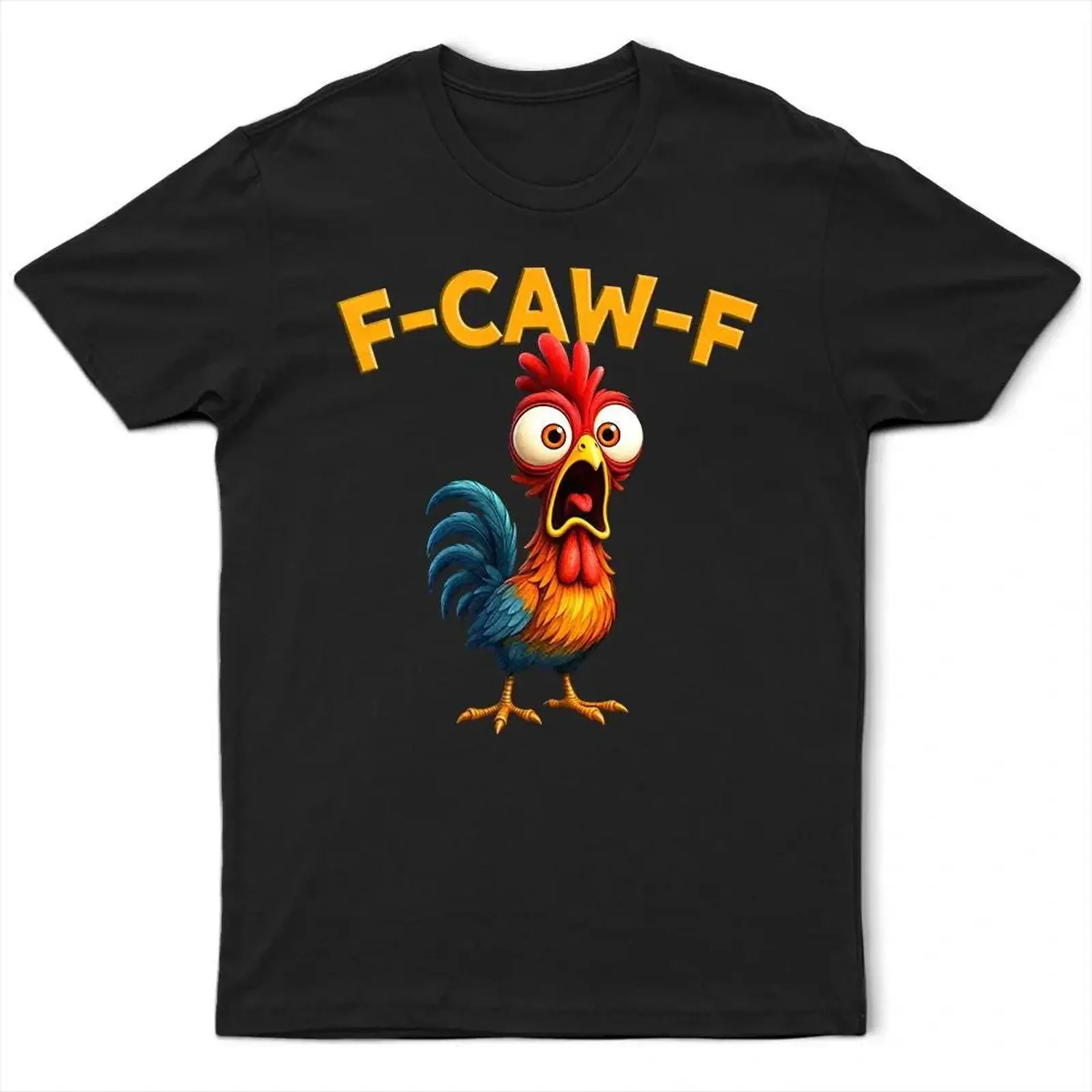 F CAW Personalized Funny Rooster T Shirt Humorous Screaming Chicken Meme For Lovers vintage Washed Stylish Soft Unisex fashion