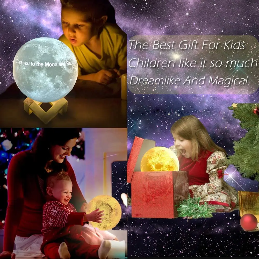 Lámpara de luna con foto personalizada ZK20, regalos personalizados para niños y mujeres, luz nocturna, carga USB, Control de grifo, luz Lunar de