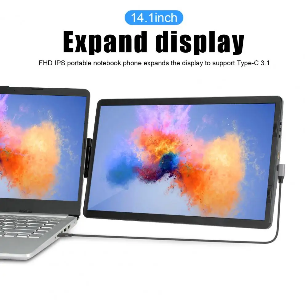 14.1-inch Laptop Expansion Screen Support Type-C 3.1 Foldable FHD IPS Portable Laptop Phone Gaming Display Monitor Screen