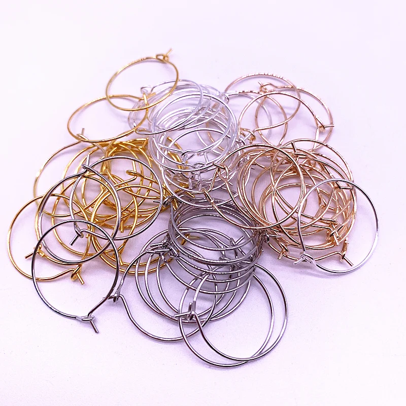 30pcs/lot 20 25 30 35mm Hoops Earrings Big Circle Ear Wire Hoops Earrings Wires for Jewelry Making DIY Supplies