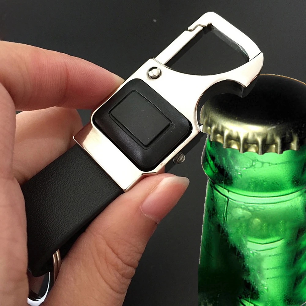 

2025 Keychain Men's Waist Mount Car Key Ring Key Ring With LED Light Bottle Opener