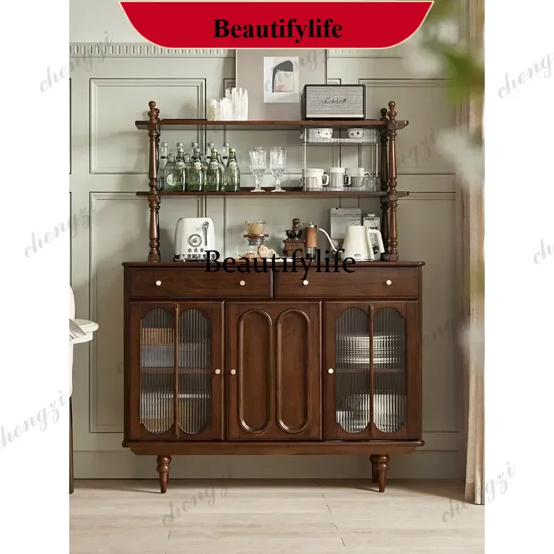 American solid wood dining side cabinet French retro locker living room wall high side cabinet d178