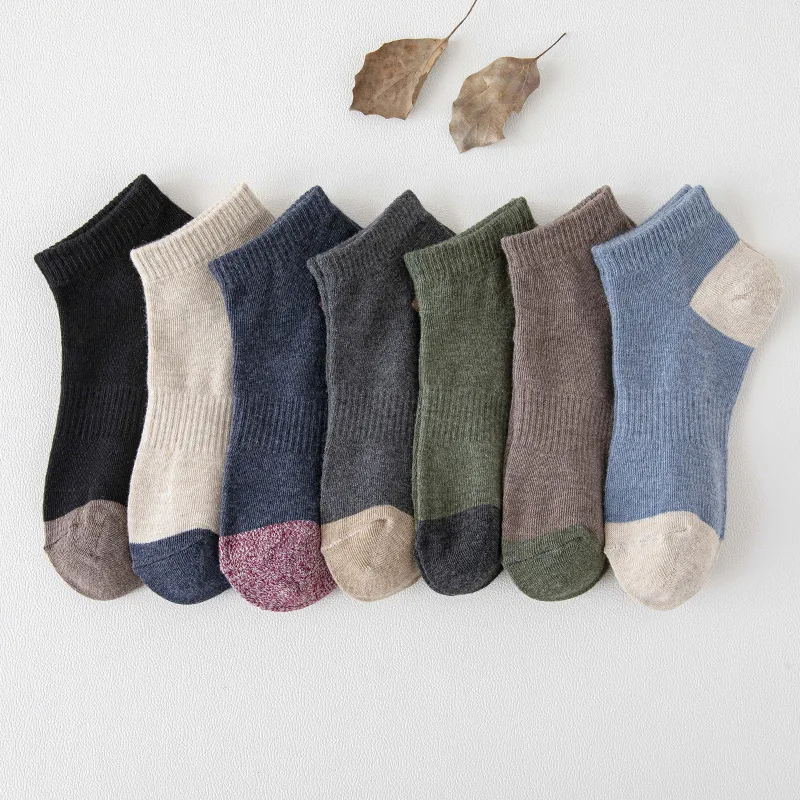 

Socks Men Spring Summer New Color Matching Boat Socks Sports Cotton Wicking Sweat Breathable Retro Men's Socks