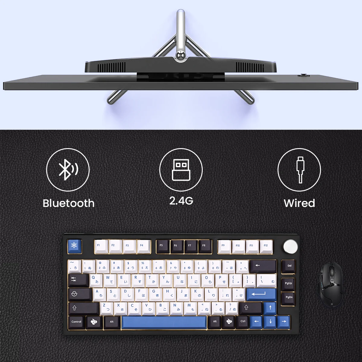 MATHEW TECH-Clavier mécanique cyrillique MK80 ARCTIC, remplaçable à chaud, trois modes, sans fil, disposition 75%, commutateur jaune laiteux Gateron