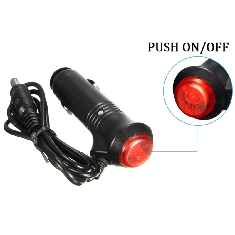 12/24V Copper Socket Plug Connector Extension Wire Male Car Cigarette Cable W/ On-Off Switch For Automobile Refit DC