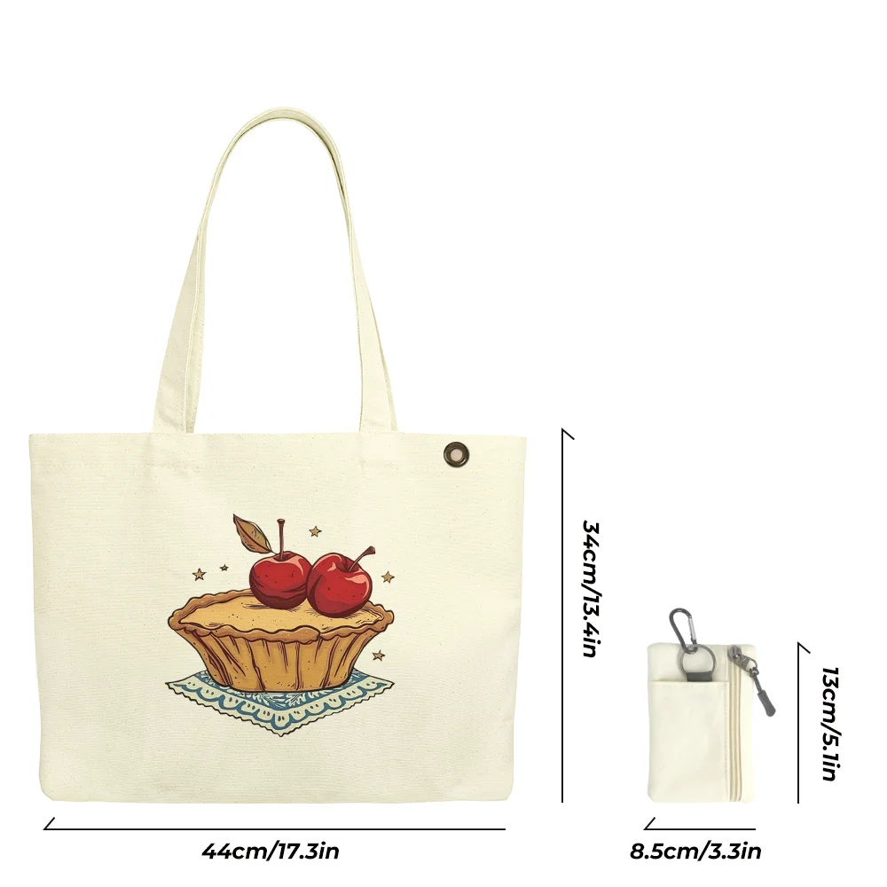 

Printed Tote Bag, Canvas Large Capacity Shoulder Bag with Mini Coin Purse, Handbag for School, Shopping ,Daily Commute