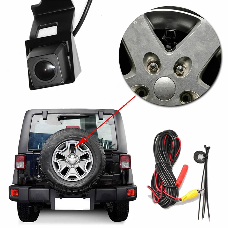 Car Backup Reverse Rear View Camera Waterproof Spare Tire Mount Reversing Parking for Jeep Wrangler 2007-2018