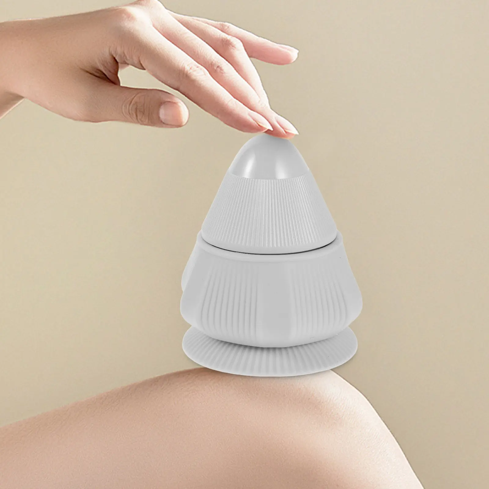 Portable Massage Ball Grey Rechargeable Vibration Heating Cone Massager Wall Mountable Muscle Relaxation Tool for Back Neck
