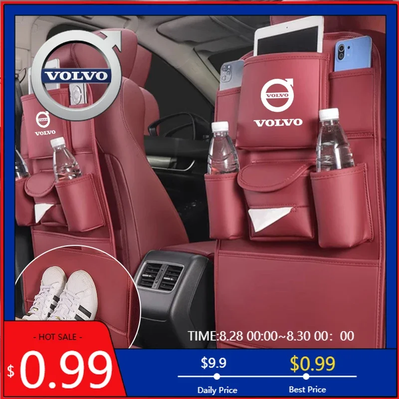 

Universal Bracket Leather Car Seat Back Organizer Storage Bag Anti-kick Pad Anti Scratch For Volvo RDesign AWD V70 XC60 S60 V60