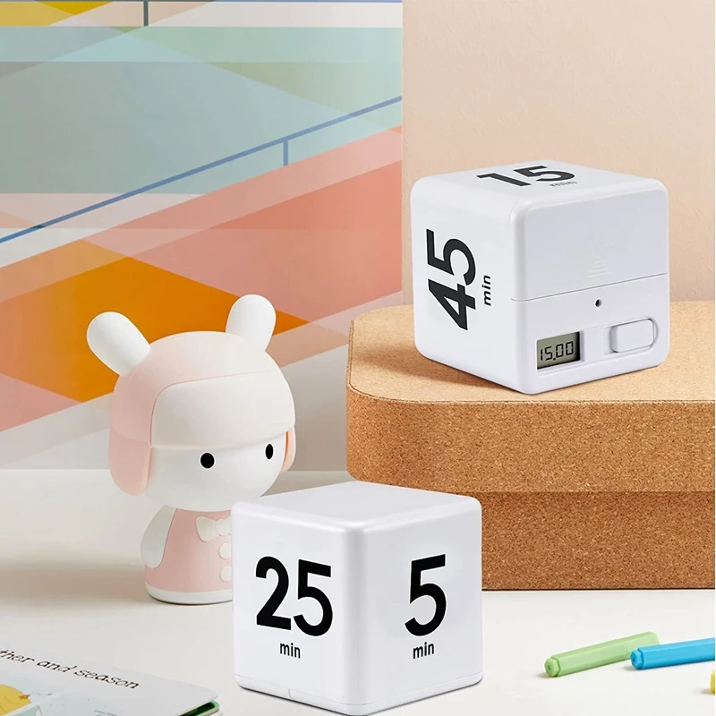 Cube Timer Kitchen Timer Time Management Timer for Gravity Sensor Flip for Time Management and Countdown 25-5-45-15 Minutes