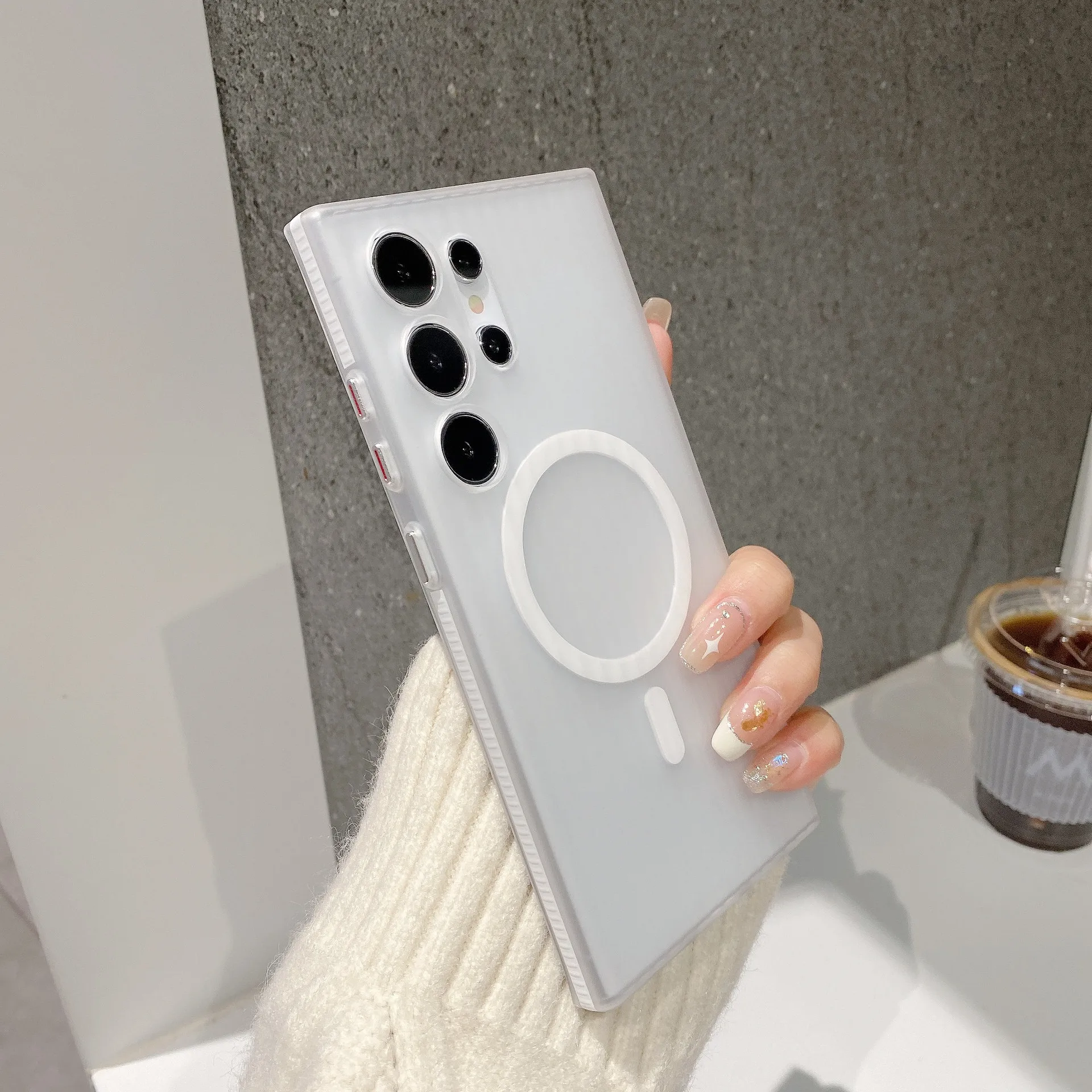 Magnetic Case for Samsung S25 Ultra Anti-Slip Rippled Sides Matte Shockproof Cover for S24 Ultra S25 Plus S24 Plus Case