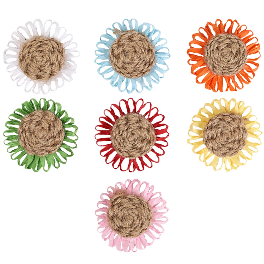 

7Pcs Rope Flower Accessories Large Woven Decorative Embellishments for DIY Christmas H made Daisy Home Decoration
