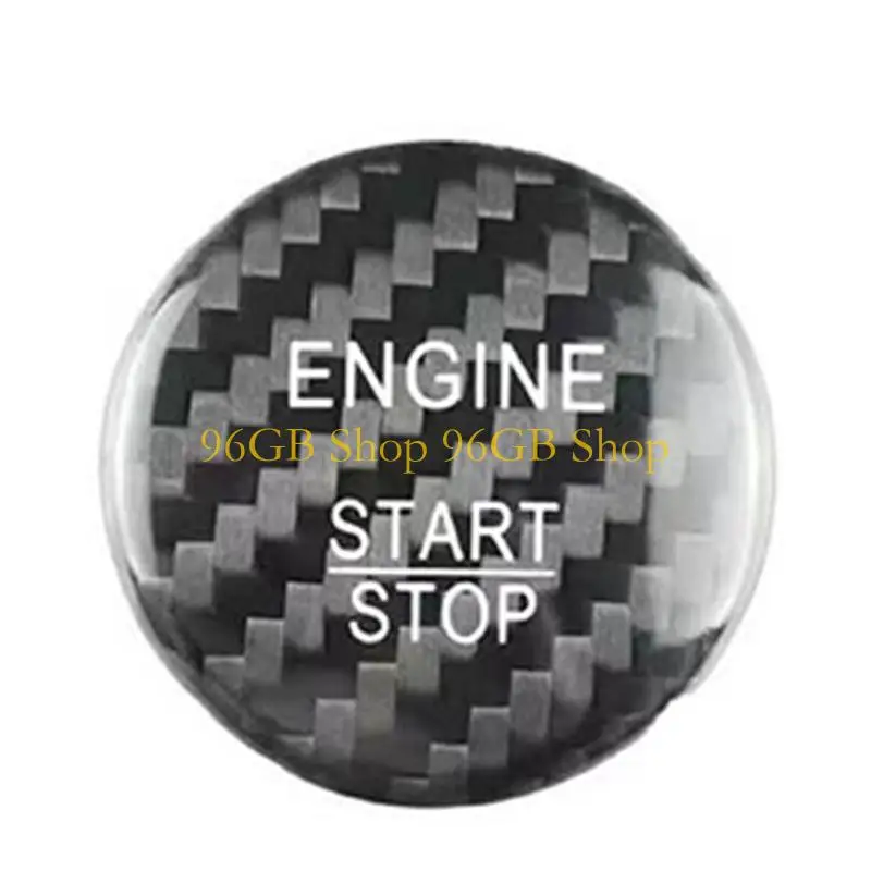 96GB Car Dashboard Ignition Button Cover Trim with Carbon Fiber Look for Daily Use