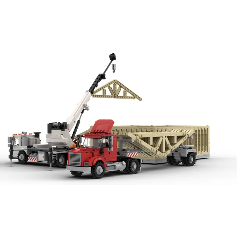 Stedelijke Architectuur Serie Onafgemaakte Huis Truck Kraan Assemblage MOC-94123 Bouwstenen Diy Model Hout Collectie Baksteen Speelgoed