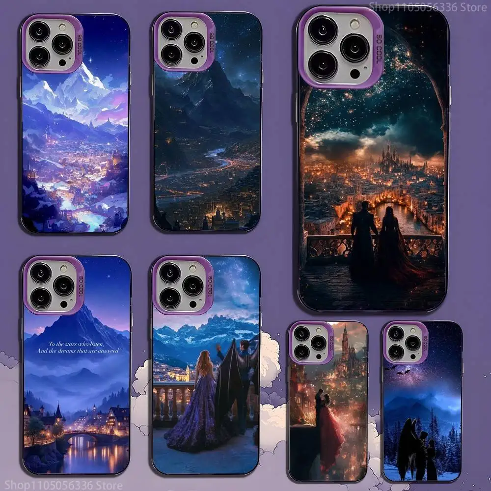 

A-Acotar A Court of Mist Phone Case For iPhone 16,15,14,13,12,11,Mini,Pro,SE,MAX,plus,Purple Matte Silicone Cover