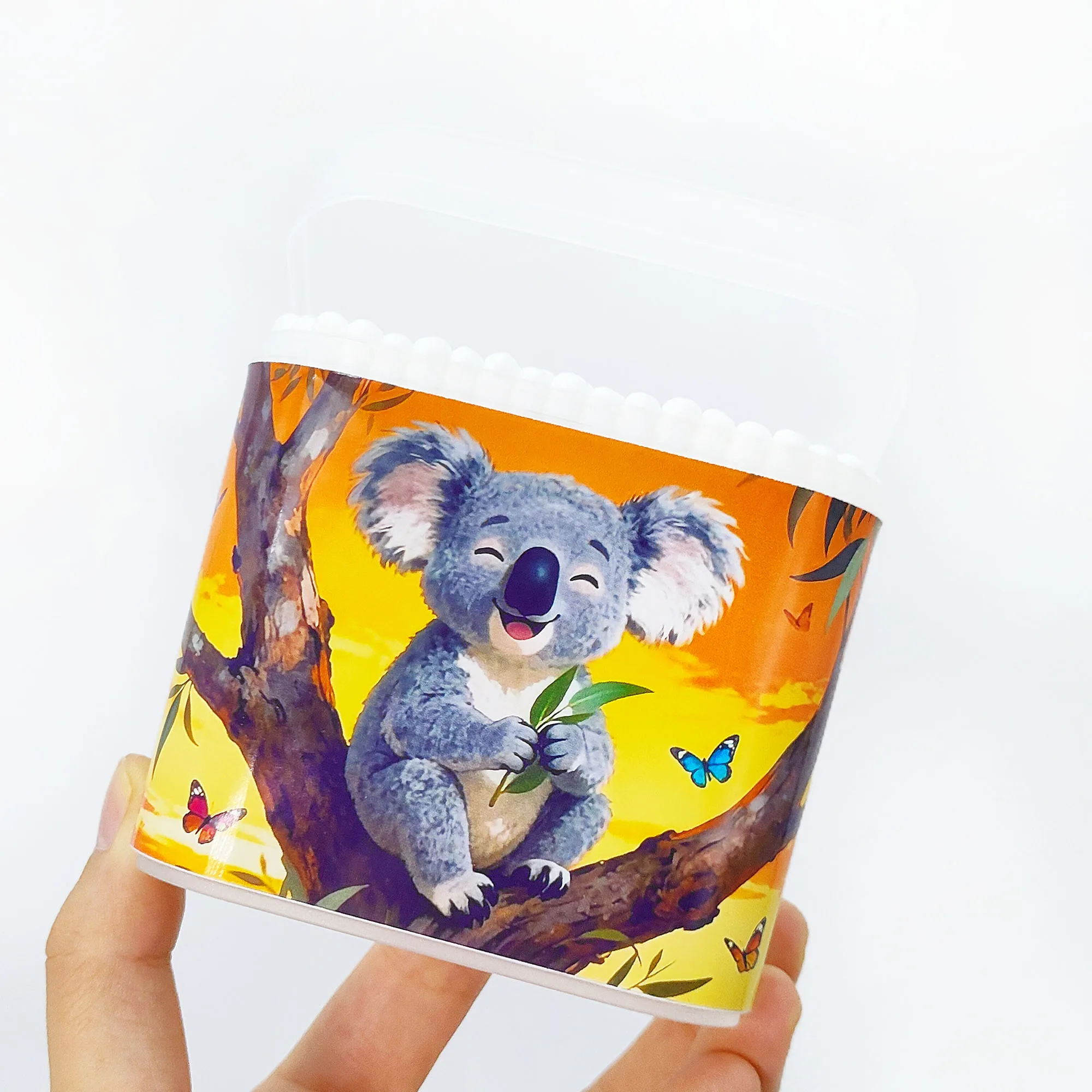 200개 코알라 테마 면봉, 다기능 양면 면봉, 나사형 스푼, 면봉 스틱.