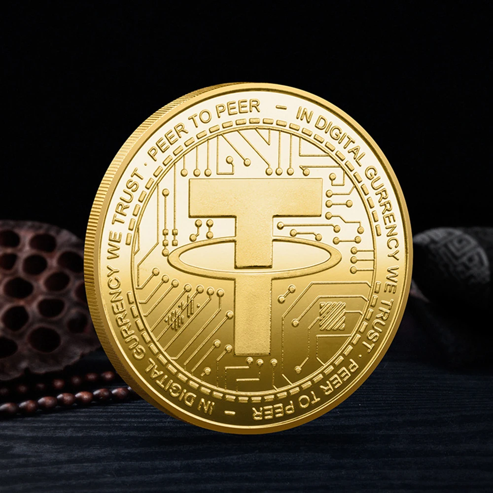 USDT العملة المشفرة العملة المادية حبل الفن تحصيل مطلية بالذهب عملة مشفرة تذكارية تزيين هدية عملة تذكارية