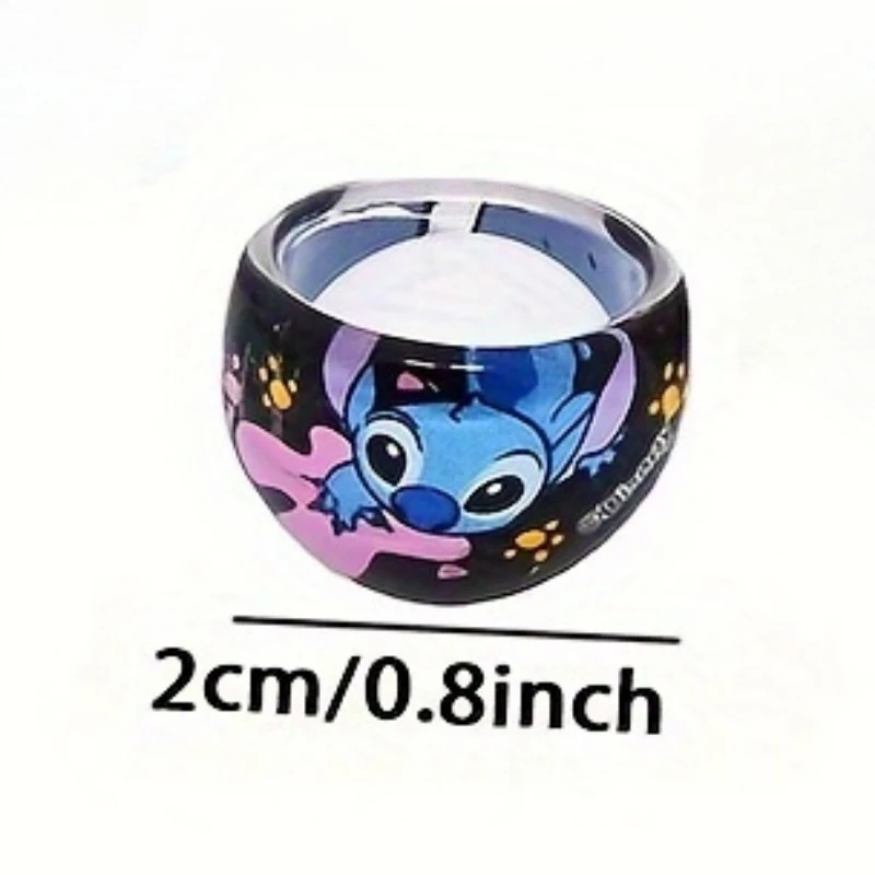 10pcs Disney Stitch Ring Cartoon Stitch Printed Acrylic Children\'s Ring, Children\'s Party Gift