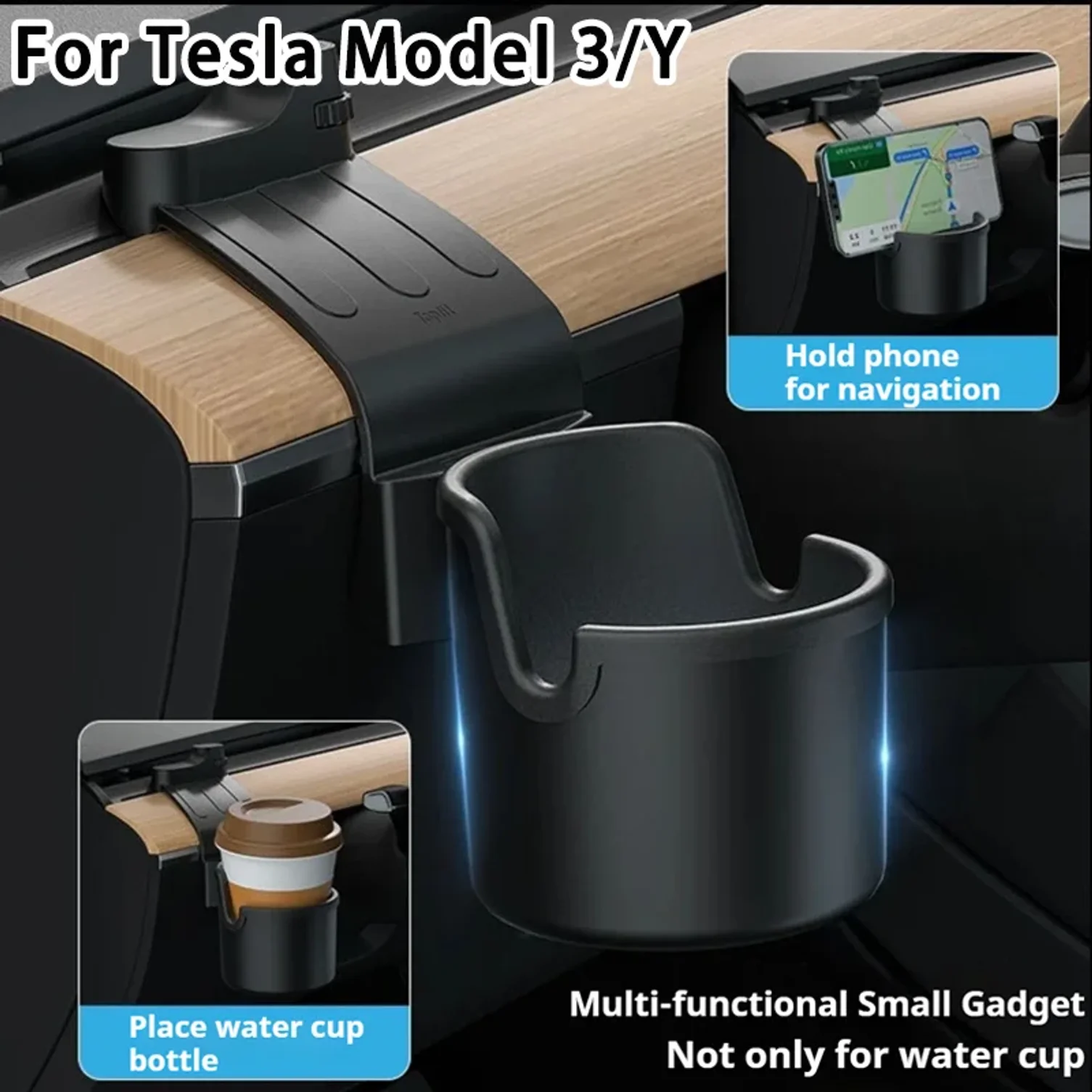 For New Tesla Model Y Juniper 2025+ Model 3 Highland 2019-2025 High Quality Dashboard Cup Holder & Phone Holder Car Accessories