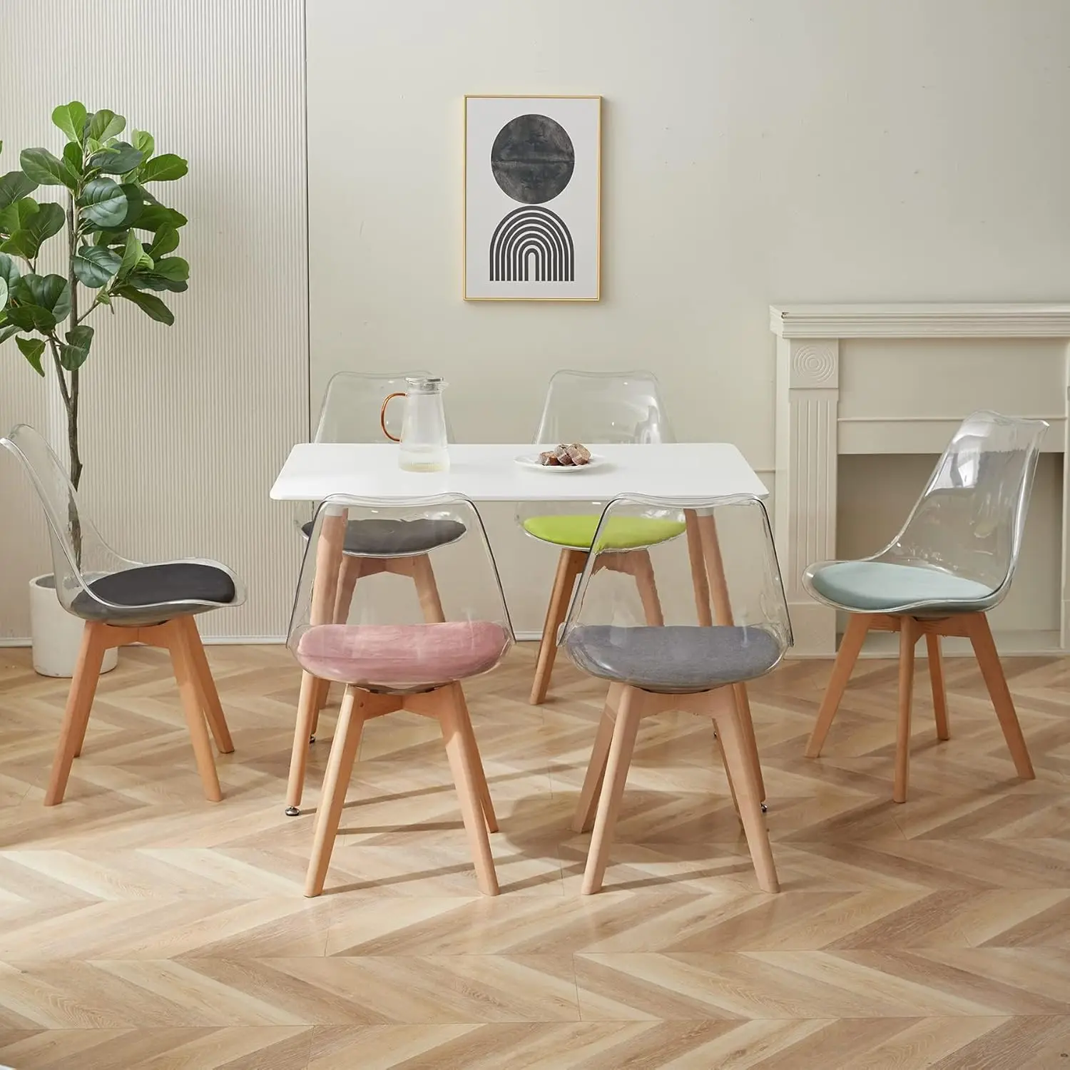 4, Coussin de Si Diego en Lin, Chaises Latérales Transparentes pour Cuisine, Salle à Manger, Chambre of Coucher (Gris/Lin)-Neu