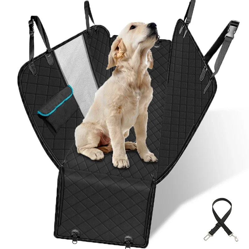 Dog Car Seat Cover View Mesh Pet Carrier Hammock Safety Protector Car Rear Back Seat Mat With Zipper And Pocket For Travel