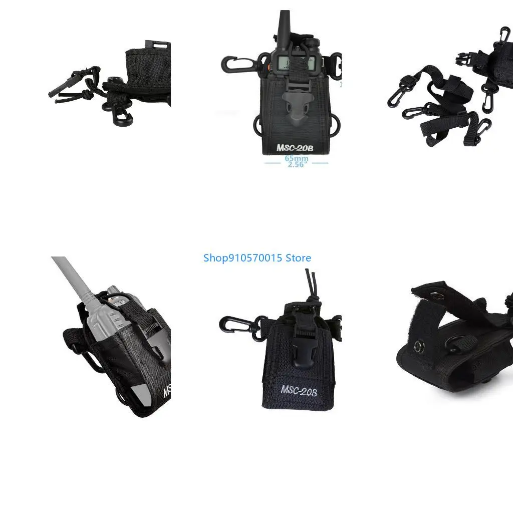B95C Two Way Radio Holder with Adjustable Shoulder Strap Nylon Belt Bag