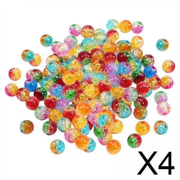 

4x 200 PCS Lampwork Glass Beads for Jewelry Making - Crackle Lampwork Glass Round
