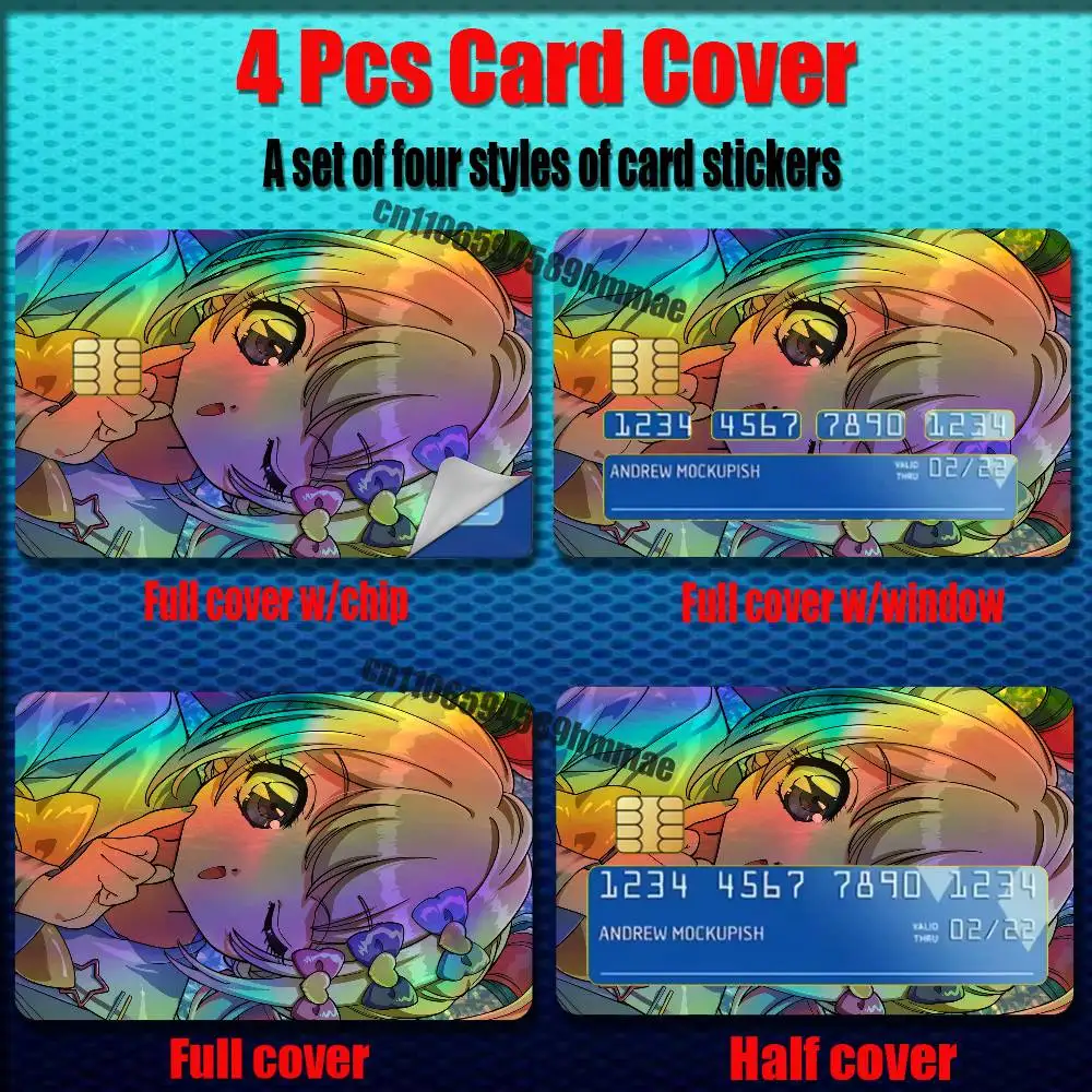 For Needy Streamer Overload KAngel Credit Bank Sticker ID Access Card Cover Skin Rainbow Color Laser Stickers Film