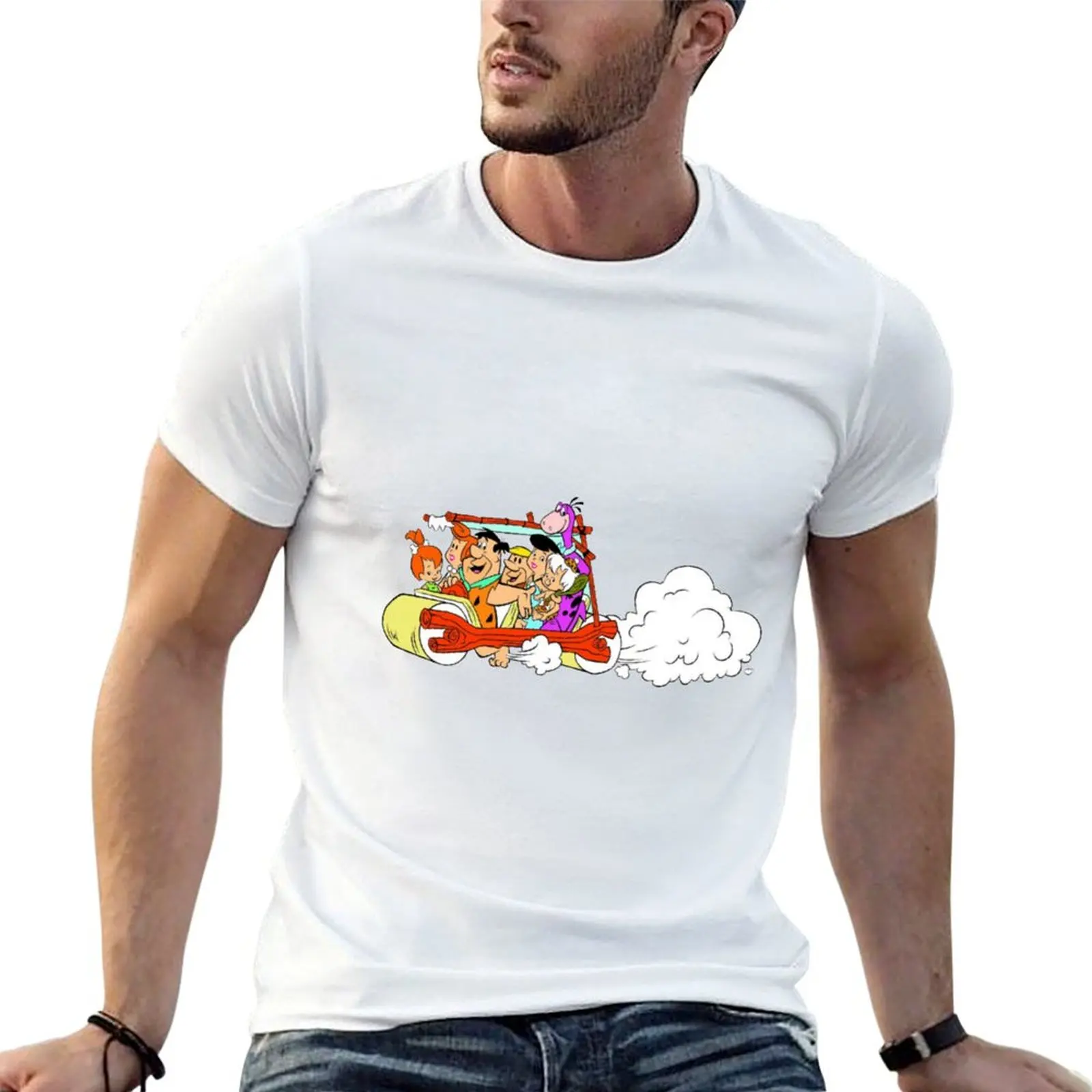 

Flinstones Sticker T-shirt anime funnys quick drying boys whites men graphic t shirts