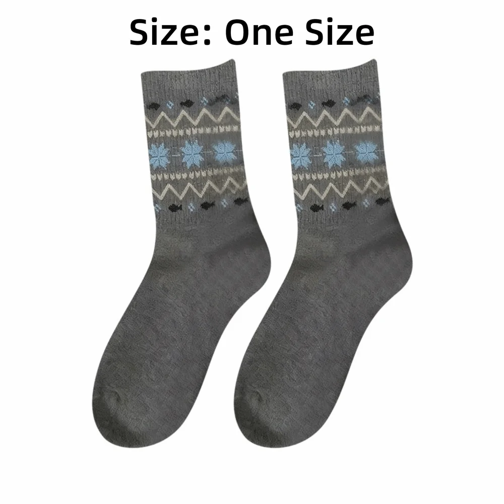 1/4 Paar bedruckte warme Damensocken, Anti-Kälte, atmungsaktiv, gestapelte Socken, mittelhohe Socken, Herbst und Winter