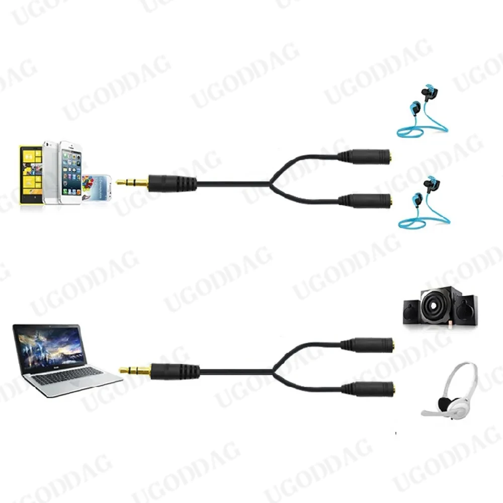 Headphone Splitter 3.5mm Extension Cable Audio Stereo Y Splitter (Hi-Fi Sound) 3.5mm Male to 2 Ports 3.5mm Female spliter