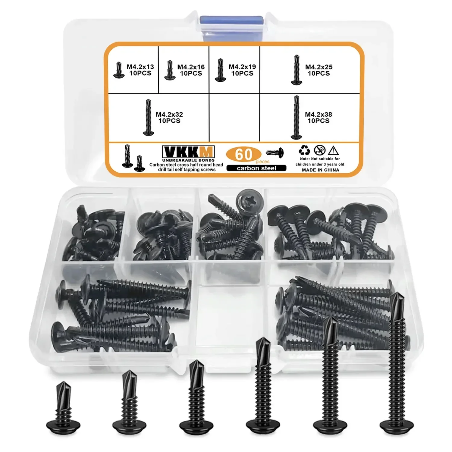 

60PCS Black Self-Tapping Screw, Cross Drill, Woodworking Installation and Maintenance, Suitable for Manual DIY Project Team!