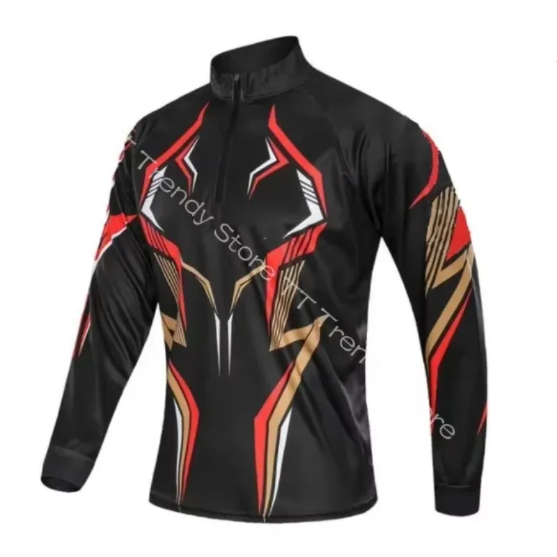 2022 جديد الخريف الرجال ملابس الصيد طويلة الأكمام سريعة الجافة المضادة للأشعة فوق البنفسجية التنزه الصيد قمصان مقنعين الرياضة في الهواء الطلق ملابس الصيد #3