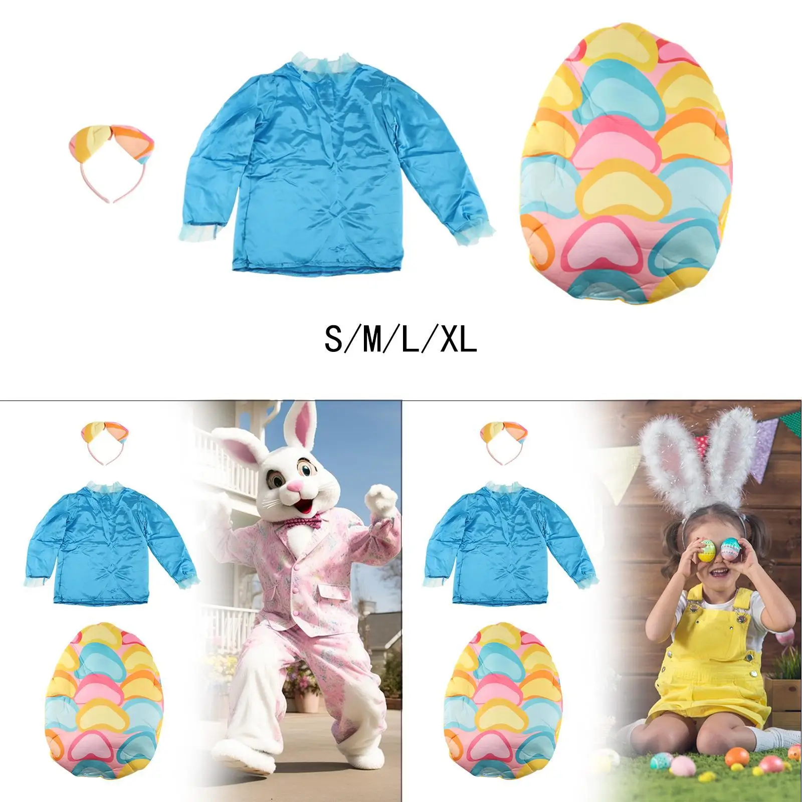 زي عيد الفصح للأطفال، فستان مزخرف قابل لإعادة الاستخدام، رسوم متحركة متعددة الاستخدامات مع عصابة رأس لحفلات الهالوين ولعب الأدوار في العطلات للفتيات #1