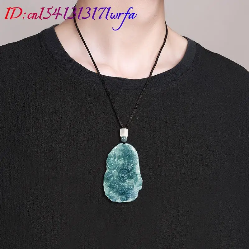 ميانمار الجاديت التنين قلادة سحر الفاخرة منحوتة تميمة قلادة هدايا للنساء الحقيقي اليشم التعويذات مصمم الأزياء