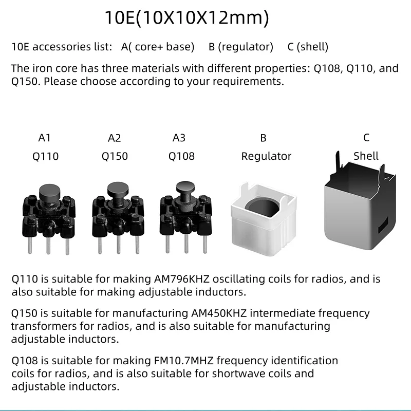 10-piece radio amateur homemade adjustable inductor intermediate frequency oscillator AM FM RF SW transformer matching set