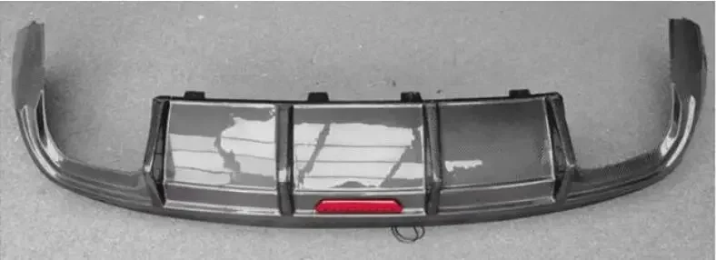 For AUDI Q5 2020 2021 2022 2023 Rear Bumper Diffuser & Splitter Trunk Door Lip Spoiler Real Carbon Fiber (With LED Light)