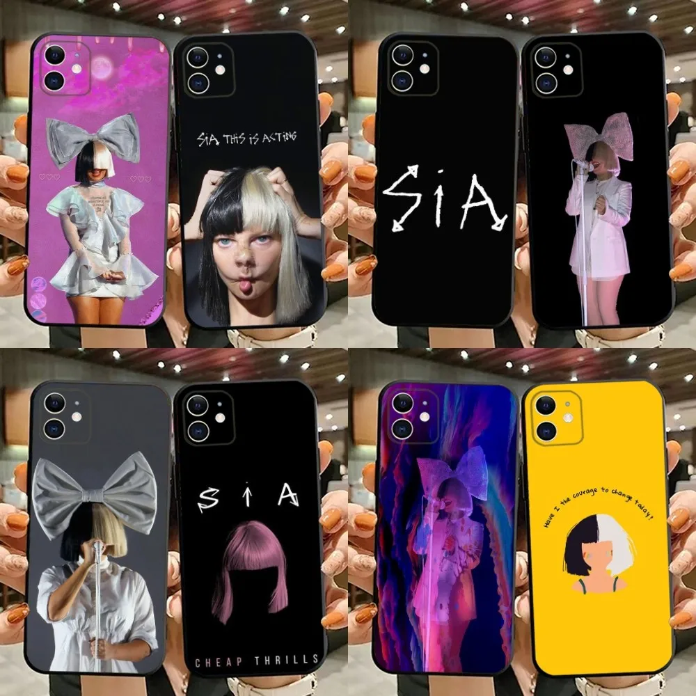 سيليكون ناعم هاتف أسود ، مغني Sia Australia ، غطاء لهاتف iPhone ، من من من ، من ، إلى ، وplus ، وxs ، وx ، وxr ، وse ، وmini ، وox