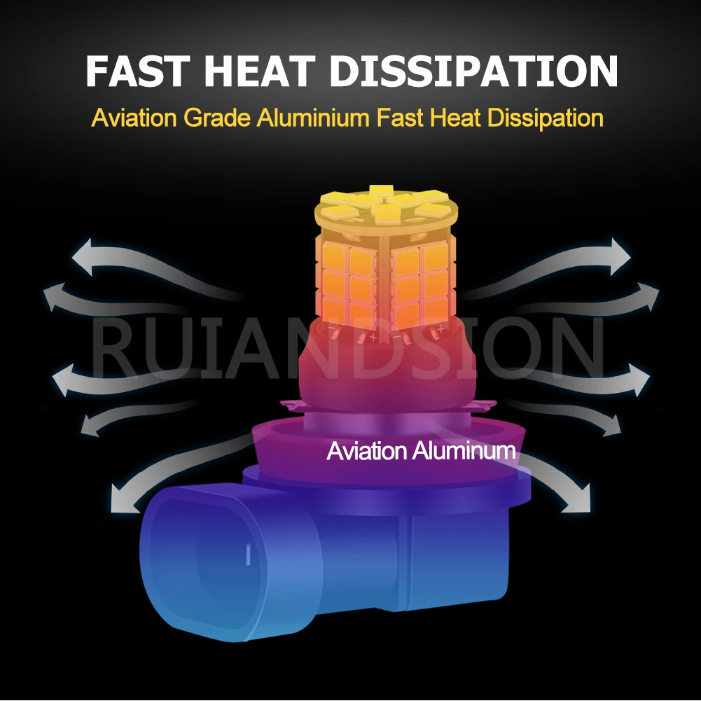 Ruiandsion H11 H7 المصباح لمبة LED أضواء الضباب مصباح إشارة السيارات كشافات النهار القيادة ضوء DRL مصباح 10-30 فولت 1000LM 2 قطعة #5