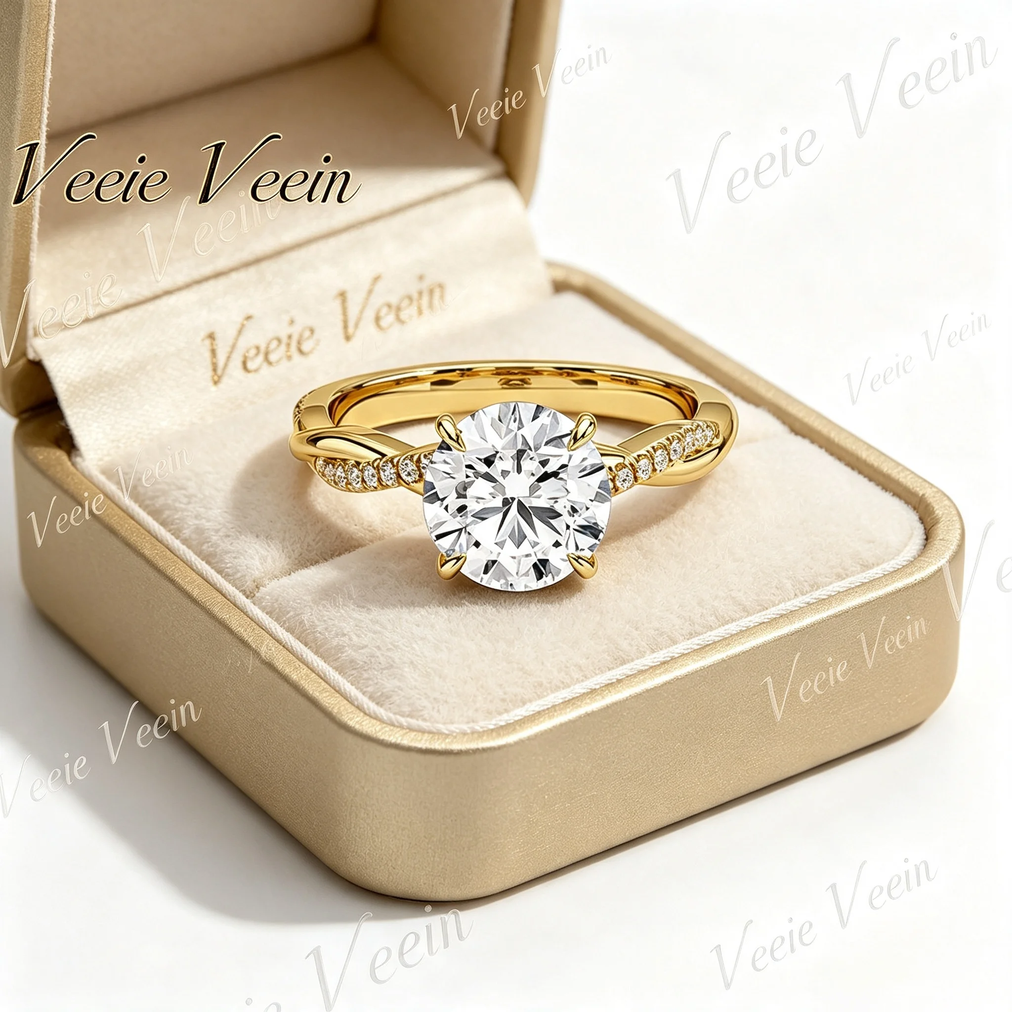 Veeie Veein Jewelry S925 Sterling Silver Mozanite Ring 1/2/3/4/6 Carat High Quality Wedding Band Girly