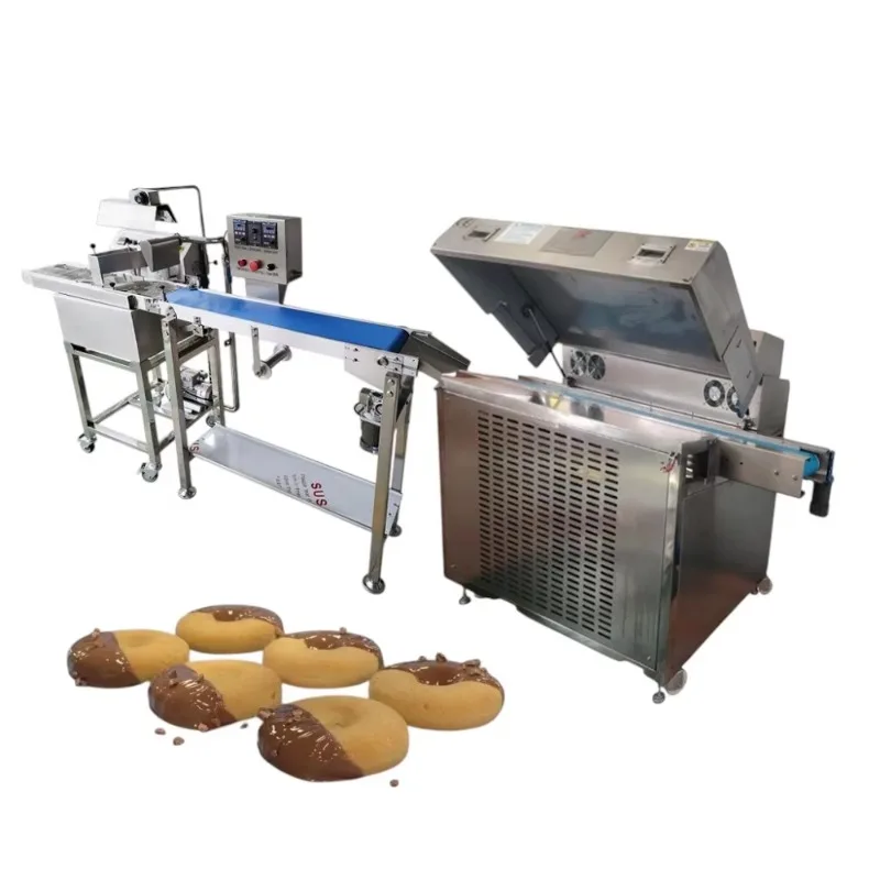 Commercial Chocolate Coating Machine Automatic Chocolate Enrobing Machine With Conveyor Belt Customized