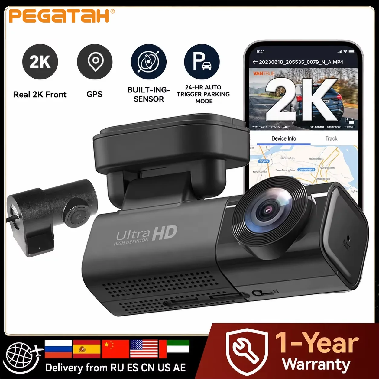 PEGATISAN 2K 4G Dashcam GPS Remote Connection Live-View  Dual Lens Car Camera 24/7 Parking Collision Warning Car Video Recorder