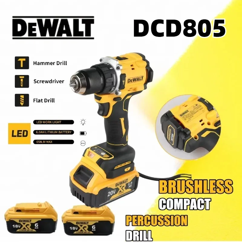 

Бесщеточная ударная дрель-шуруповерт DEWALT DCD805, аккумуляторная, многофункциональная, для батарей DEWALT