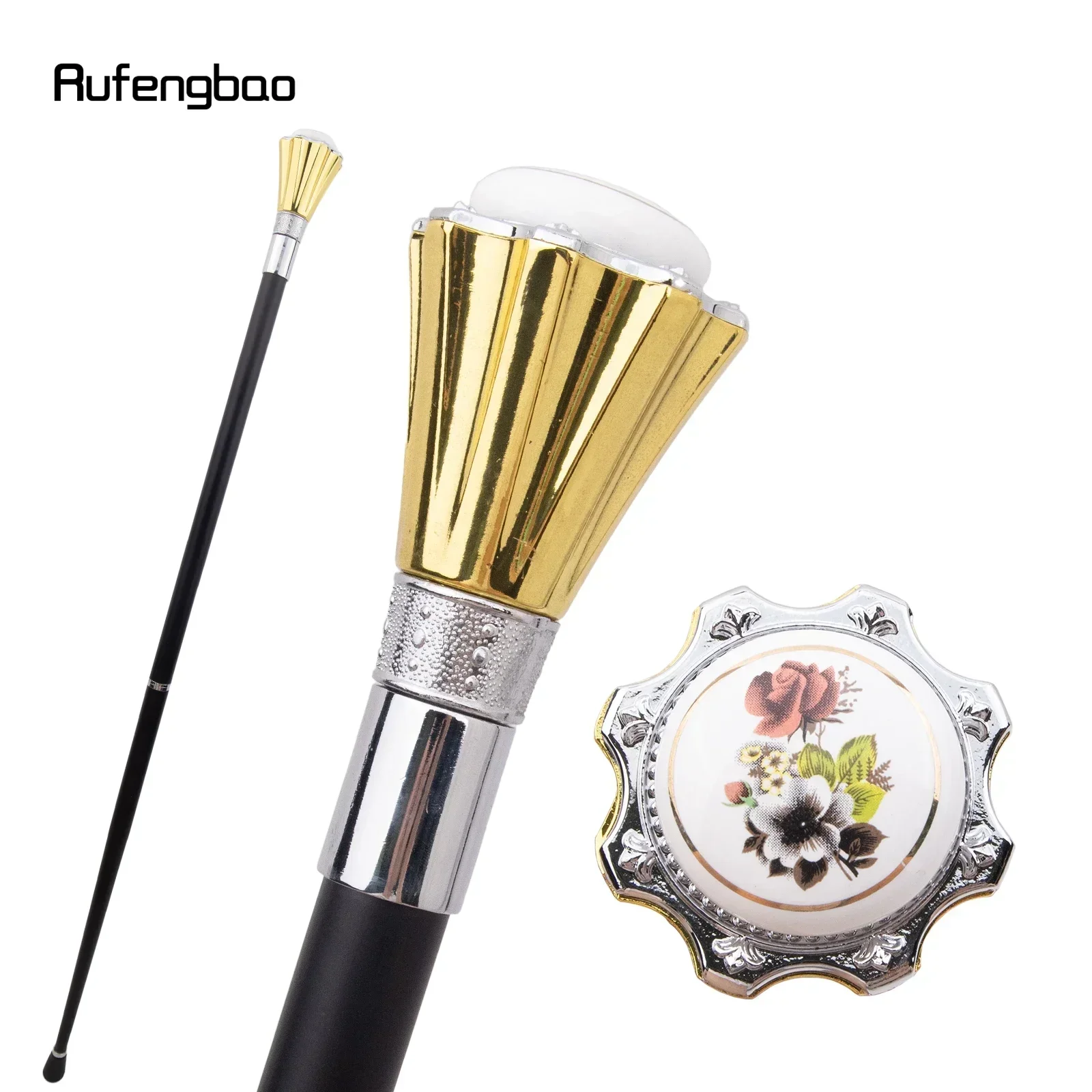 Colorful Luxury Flower Round Handle Fashion Walking Stick Party Decorative Cosplay Walking Cane Elegant  Deluxe Box 93cm