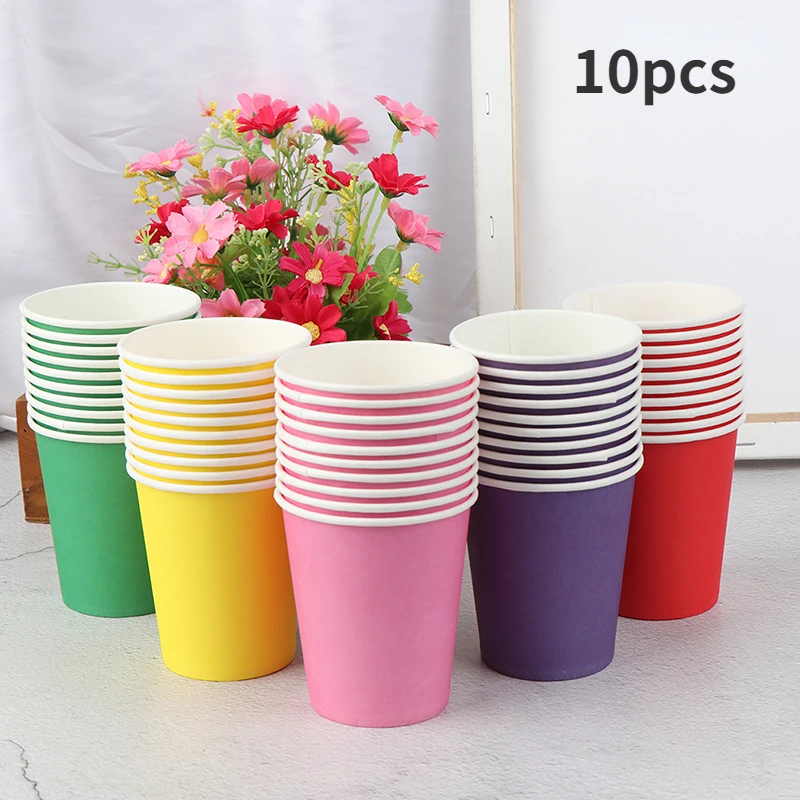 10pcs Color Disposable Cups Handmade Paper  Kindergarten DIY  Household Coffee Cup Materials Kitchen Accessories