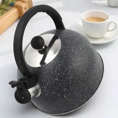 

Чайник из нержавеющей стали на 2,5 л с свистком для индукционных плит, быстрое кипячение, ручка с защитой от ожогов, удобный захват