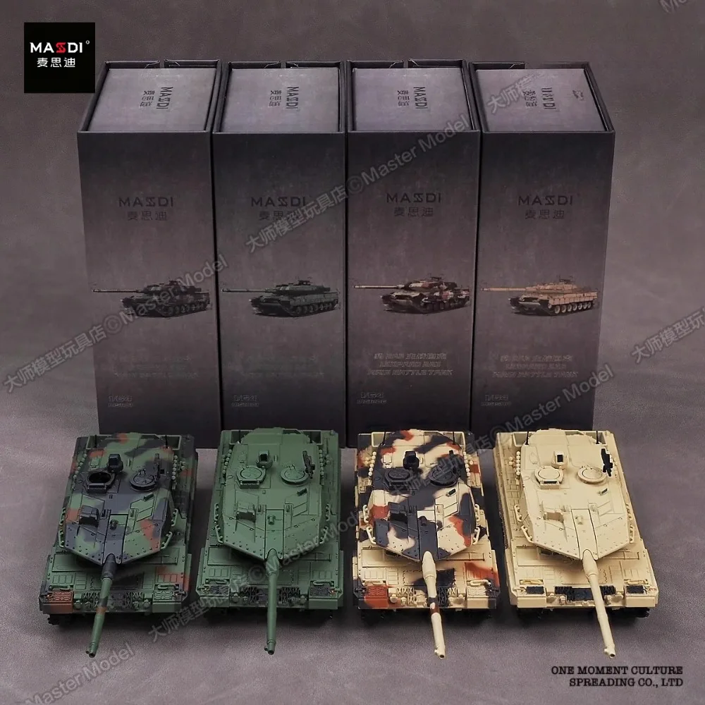 MASSDI 1/64 Luipaard 2A6 Grijs Gevechtstank Legering Militair Model Masdi Auto Statische Collectie Model Speelgoed Jongen Verjaardagscadeautjes